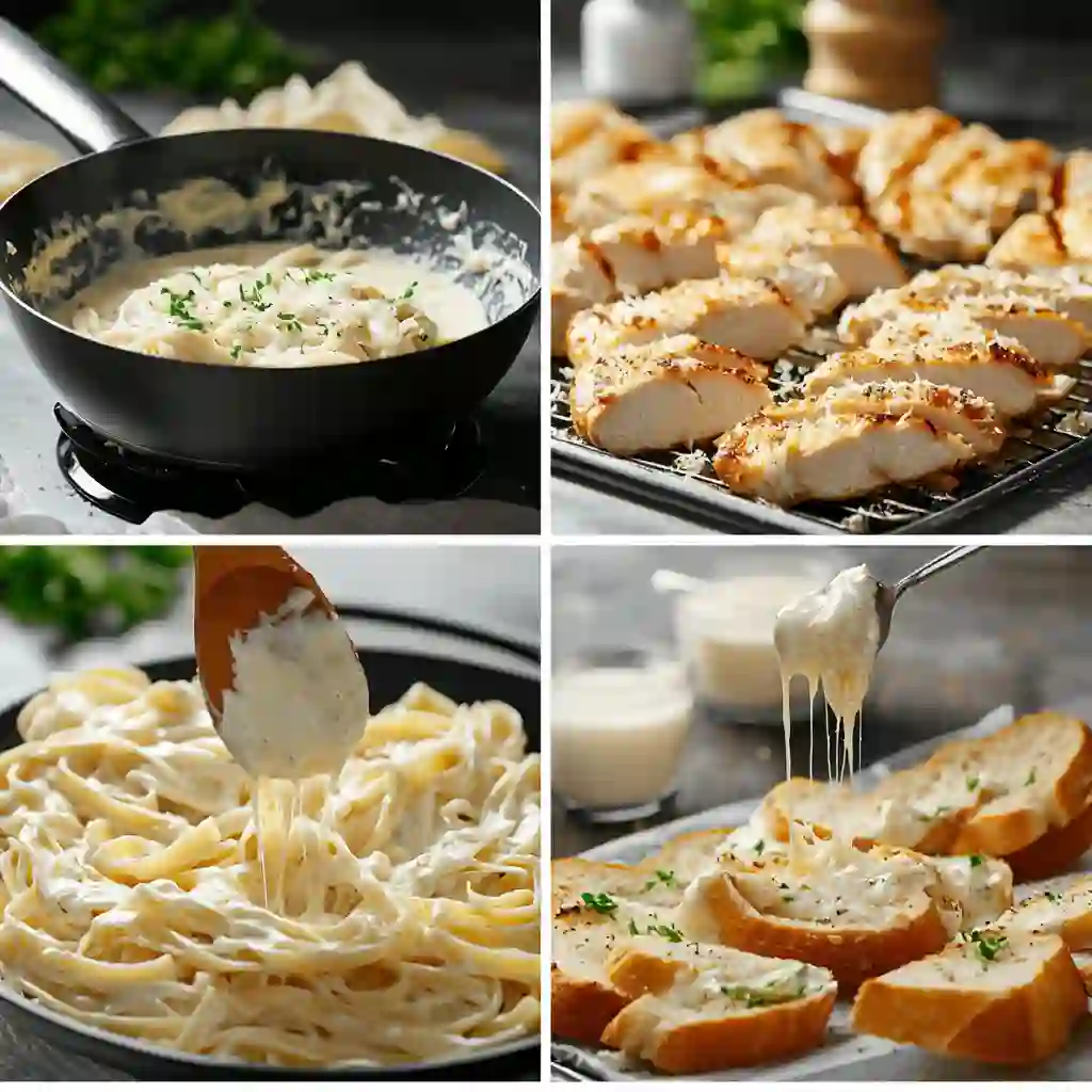 Chicken Alfredo Garlic Bread Chicken Alfredo Garlic Bread