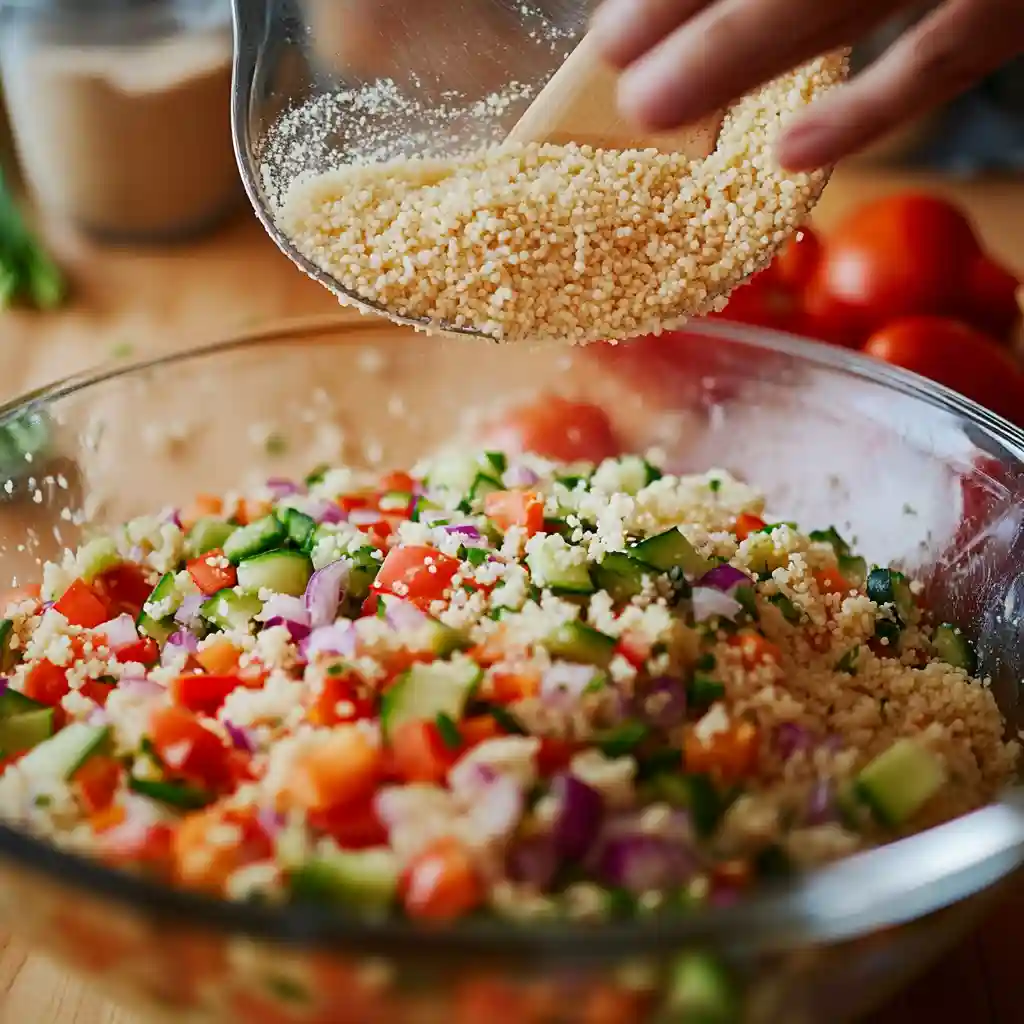 Couscous Salad Steps Making couscous salad step by step