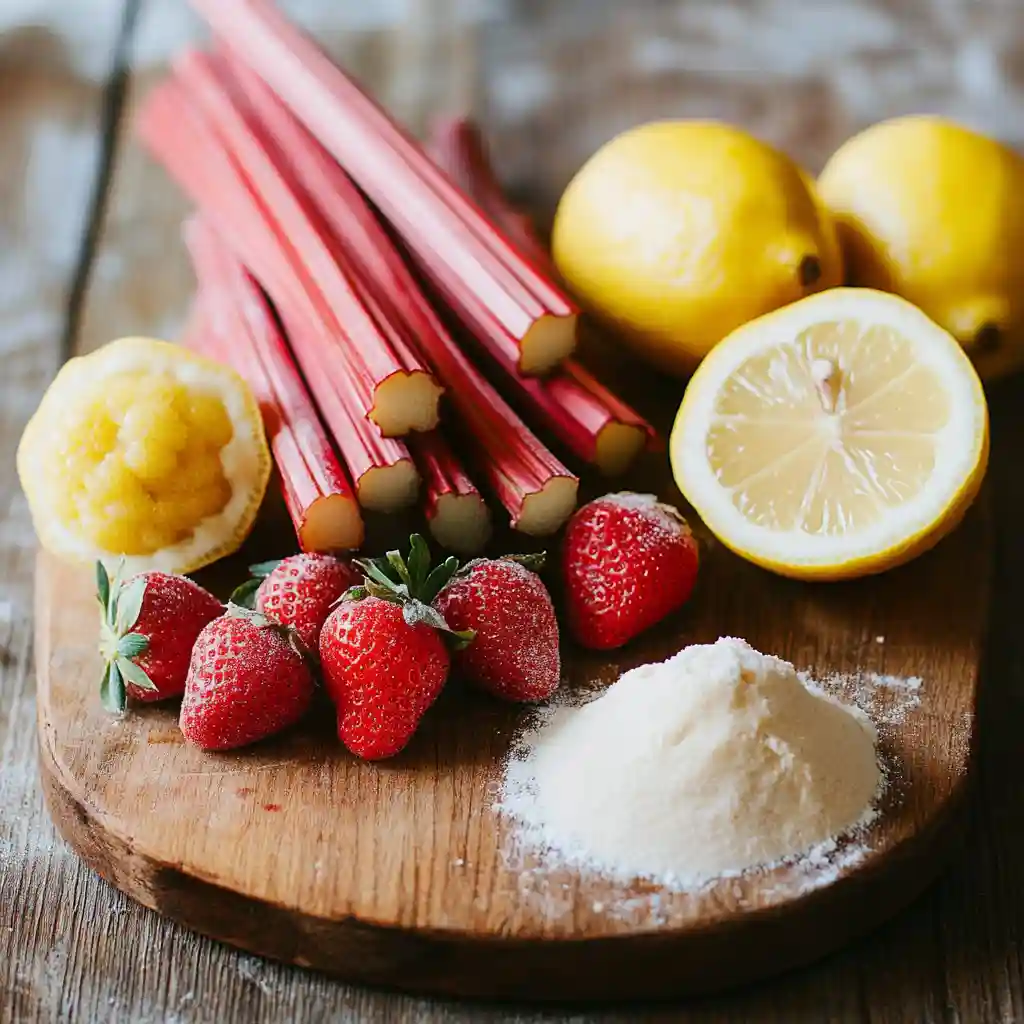 Pie Ingredients Strawberry Rhubarb ingredients for rhubarb and strawberry pie